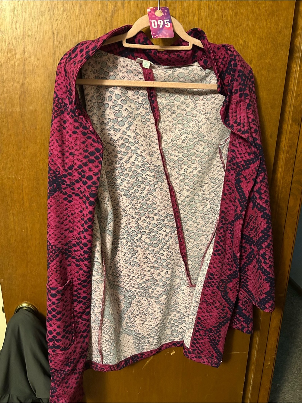 LuLaRoe Pink and Black Snake-Print Open Cardigan
